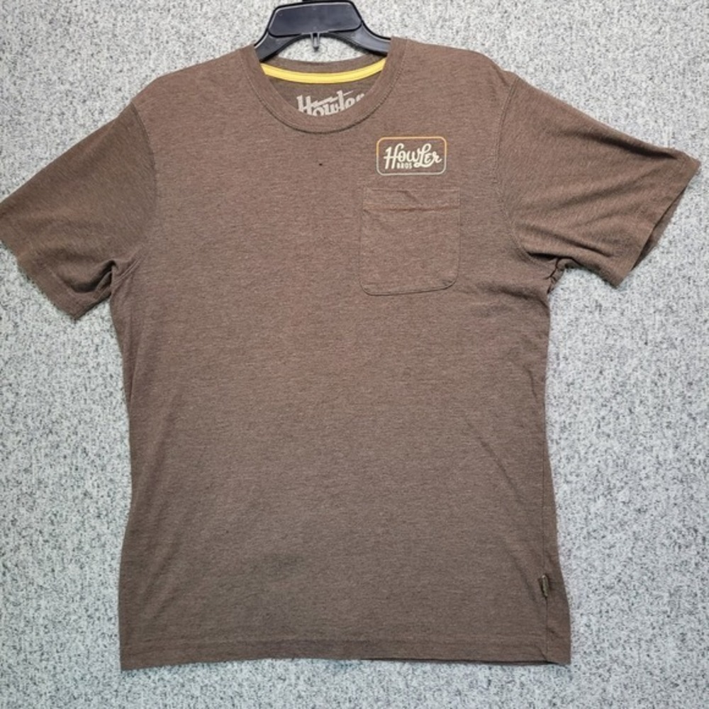 Howler‎ Bros Mens T-Shirt Pocket Crew Neck Short Sleeve Casual Brown XL FLAW
